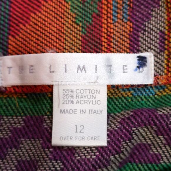 The Limited Vintage Wrap Mini Skirt Size 12 Orange Purple Woven Aztec - Picture 6 of 7